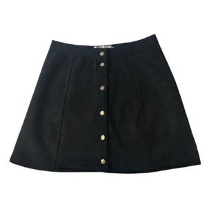 NWT Persun Faux Suede A-line Mini Skirt Black S